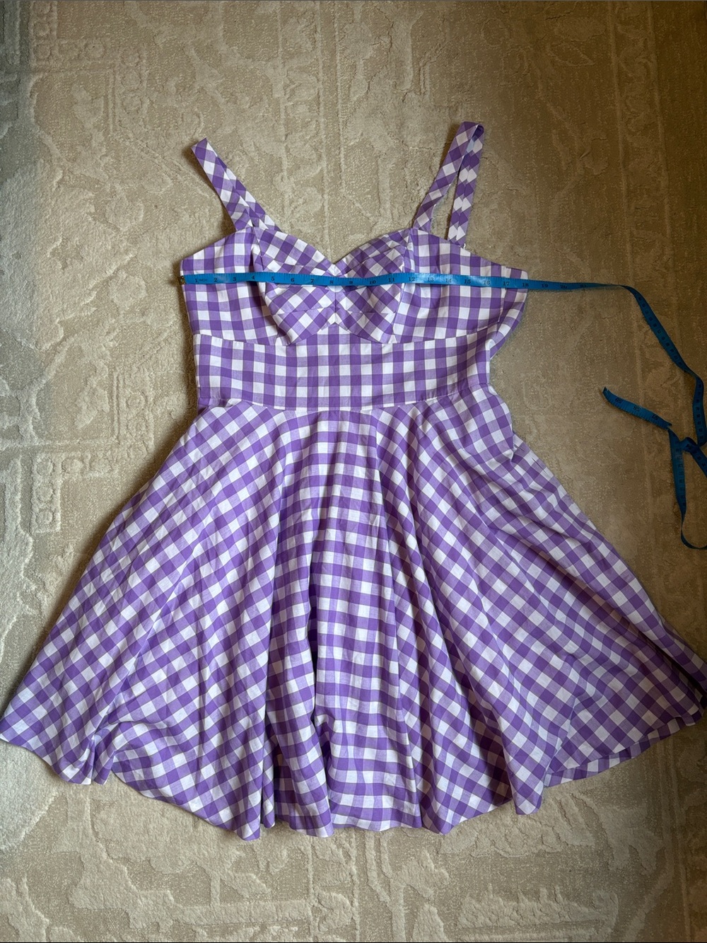 Hearts & Found Retro Purple Gingham Fit & Flare Dress Roughly size 10 All Cotton